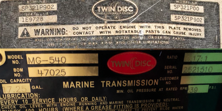 How to Identify a Twin Disc Spec Tag